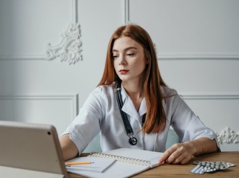 doctor working on laptop